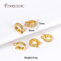 18K Gold Plated Pave Zircon Round Shape Pendant Bail Clasp Pearl Enhancer Bail DIY Jewelry Making Necklace Bracelet Clip Buckle 2 Pieces
