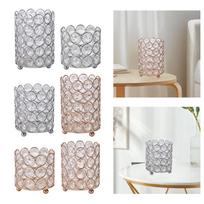 Crystal Makeup Brush Holder Office Pen Pencil Holder Pot Candle Holder for Wedding Home Decor Argent