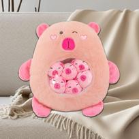 Capybara Plush Toy Snuggling Huggable Comfortable Home Decoration Removable Animal Doll for Gifts Kids Family Teens Adults rožinė