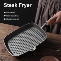 Iron Skillet Steak Pan with Wooden Handle Uncoated Non-stick Frying Pan Steak Frying Pot Camping Indoor and Outdoor Use China Mainland