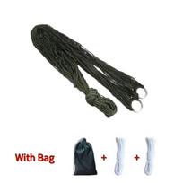 1Pcs 245×80cm Thicker Nylon Mesh Hammock Portable Nylon Rope Hammock for Outdoor Camping Hiking Backpacking Garden Swing Chair armijos žalia spalva