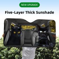 Funny Black Cat Sun Visor Car Windshield Sun Shade UV Protection Aluminum Foil Reflective Heat Insulation Foldable Cover