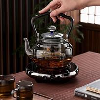 CLITON Glass Teapot Set with Electric Ceramic Stove, High-Temperature Resistant Glass Tea Maker with Filter, 1 Pot 4 Cups