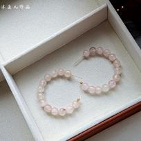 Women's Original Natural Rose Quartz Amethyst Amazonite Crystal Rhinestone C-Shape Hoop Earrings rožinio kvarco spalva