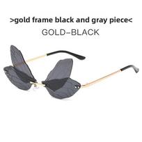 Steampunk lašas akiniai nuo saulės su gradientiniais rožiniais lęšiais mados ir vakarėliams BlackGray
