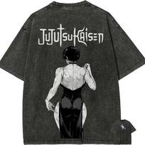 Maki Zenin Shirt Jujutsu Kaisen Anime Men Vintage Acid Wash Oversized Cotton Streetwear Muscle Mommy Graphic Tees Tops 2026 M