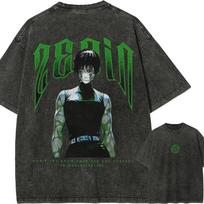 Maki Zenin T Shirt Jujutsu Kaisen Men Acid Wash Zenin Clan Anime Graphic Cotton Streetwear Toji Legacy Vintage Bootleg Tee M