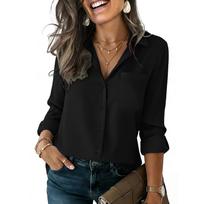 Women's Casual Long-Sleeve Shirt With Pockets L juoda