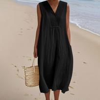 Women's Fashionable Loose-Fit Casual Dress L juoda