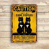 Iron Cane Corso Warning Sign D Flat Metal Wall Decor Vintage Dog Silhouette Yard Art 20x30cm（7.8x11.8inch）
