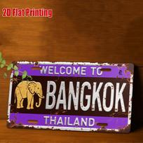 D Flat pc Vintage Thai License Plate  Bangkok Thailand  Purple and Golden Vintage Design  Large Size x Inches (x 15x30cm(5.9x7.8inch)