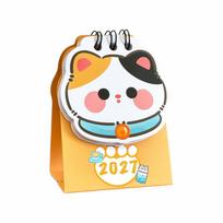 Coil 2027 Desk Calendar Cartoon Cat Daily Planner Portable Schedule Planner  Desktop Ornaments Three-colored Cat
