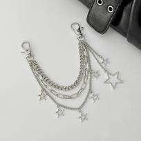 Hip Hop Ins Cross Pentagram Bag Chain Pendant Fashion Metal Chain Keychain Pendant