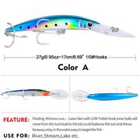 PRO BEROS masalas jūrinės žvejybos Minnow masalas 17cm27g plastikinis kietas masalas 10 spalvų