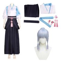 Kostiumas Kamisato Ayaka Cosplay Kimono Anime Kostiumas Moteris Kendo Drabužiai Princesės Ggret Peruko galvos apdangalai L-(Full set+wig)