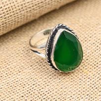 Faceted Green Onyx Gemstone Handmade Jewelry 925 Sterling Silver Ring For Thanksgiving 4 žalia