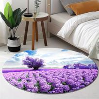 Pavasario levandų raštas apvalios formos grindų kilimėliai Virtuvė Prieškambario kilimėlis Miegamasis Svetainė Minkštas kilimas Neslystantis kilimėlis 60X60cm