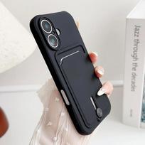 Liquid Silicone Slot Card Holder Wallet Phone Case for iPhone 16 15 14 13 12 11 Pro Max X 7 8 Plus Candy Shockproof Soft Cover for iPhone 16 Pro