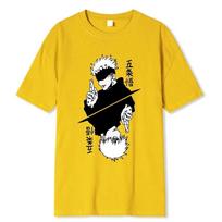 Men's Cotton T-Shirt Fashion Jujutsu Kaisen Satoru Gojo Anime Graphic Tees Shirts For Women O-Neck Short Sleeve Female Clothes S smėlis