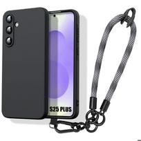 Case for Samsung Galaxy S25 Plus (S25+), Black Silicone Protection with Grey Bracelet pilka