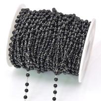 Black Pearl Copper-Plated Chain: DIY Jewelry Material Pack with Beads & Clasp 6mm