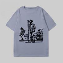 Oasis Band Album T-Shirt Men's and Women Summer American Vintage British Rock Graffiti Short Sleeves Clothes Casual Tops Popular S