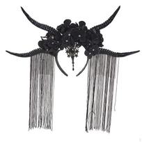 Antelope Horn Headband with Floral Hair Hoop for Women's Festival and Cosplay juoda