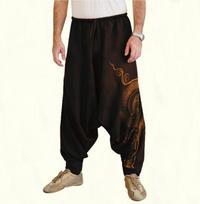 Vyriškos hipių jogos haremo kelnės Laisvos Elastingas juosmuo Plačios Vyriškos Plačios Hipių Boho Čigonų Hipių Boho Harem M juoda