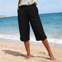 Women Elastic High Waist Pant Casual Fit Wide Leg Long Pants Trousers With Pockets L juoda