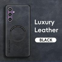 Leather Matte Phone Case For Samsung A56 A16 A26 A36 A55 A35 A25 A15 A54 A34 A14 A53 Car Magnetic Bracket Protector Cover Galaxy A55 5G