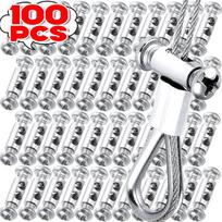 10-100Pcs Adjustable Wire Rope Sling Clip Double Holes Clamps Screws Fixed Hardware Steel Cable Copper Metal Fastening Clips 10PCS