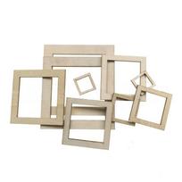 Mini Wood Photo Frames Small Dollhouse Picture Frames Unfinished Wooden Miniature Ornaments Square Wood Photo Frame 10pcs 70mm