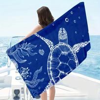 Turtle Pattern Beach Towel, Soft Microfiber Bath Towel Quick Dry Absorbent for Outdoor Travel Camping Beach Vacation W30*H60(CM)