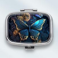 Portable Pill Box with 2 Compartments, Mini Metal Medicine Organizer Case, Cute Printed Pill Container for Vitamins, Pills, Jewelry, Travel, Daily Use įvairiaspalvis