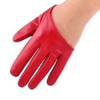 Cosplay Party Gloves Performance Mittens Women Men Ladys Driving Dress Cosplay  Mittens PU Leather Gloves Five Finger Gloves 2 raudona