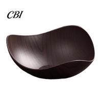 Mold-resistant Serving Dish Vintage Wood Grain Fruit Tray, Food-Grade Snack Candy Plate, Thickened Wear Resistant Nestable Stackable Salad Bowl black
