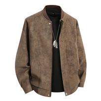 Leather Jacket Men Suede Coats Spring Windbreaker Oversize Street Moto Autumn Brand Waterproof Softshell M kava
