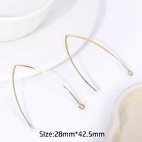 14K Gold Plated V Shape Earring Hooks Big Ear Hook Earwire  For Earrings Jewelry Making 10 Pieces white
