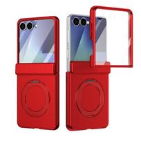 case for Samsung Z FLIP 7 6 5 360-degree rotating bracket protective case magnetic hinge full coverage tough shell Shock Proof Galaxy Z Flip7 raudona