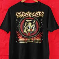 Men's and Women's T-shirts Vtg STRAY CATS Band Heavy Cotton Black All Size XS