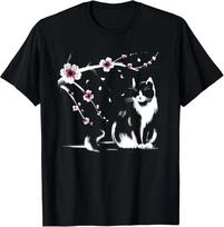 Men's and Women's T-shirts Kawaii Cat Anime Japanese Retro Men Women Funny Cat T-Shirt XXXL