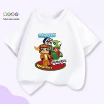 Kids' MooseCraft Game Blogger T-Shirt – Short Sleeve 140cm
