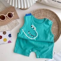 Korean Style Cartoon Sleeveless Baby Onesie Romper for Boys & Girls 90 cm žalia