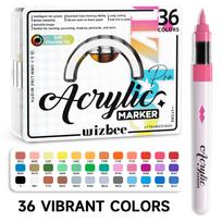 Acrylic Paint Markers Brush Tip with Automatic Ink Control System for Wood Canvas Ceramic Rock Painting Crafts Art Supplies Kit