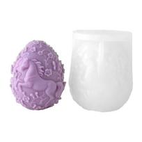 Embossed Horse Easter Eggs Silicone Candle Mold Food Grade Silicone for Making Candle Soap Home Decoration and Resin Art 1
