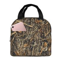 Autumn Camoflauge Printed Lunch Bags Insulated Bento Box Lunch Tote Leakproof Picnic Bags Thermal Bag for Woman Girl School juoda