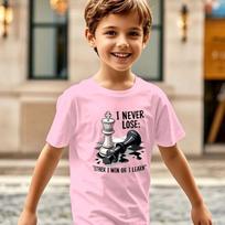 Kids' Cartoon Chess Print Summer Short Sleeve T-Shirt 150 cm rožinė