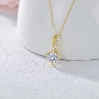Fashion Trendy Christian Bohemia Gold Plated Sterling Silver Zircon Heart Pendant Necklace auksas
