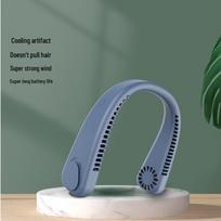Portable USB Bladeless Neck Fan Mini Quiet Outdoor Sports Rechargeable Foldable Black mėlyna