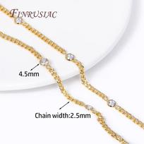 Trendy Loose Chain 18K Gold Plated Brass Mental With Zircon Crystal Beads Chains For DIY Handmade Jewelry Making Accessories 50cm-length